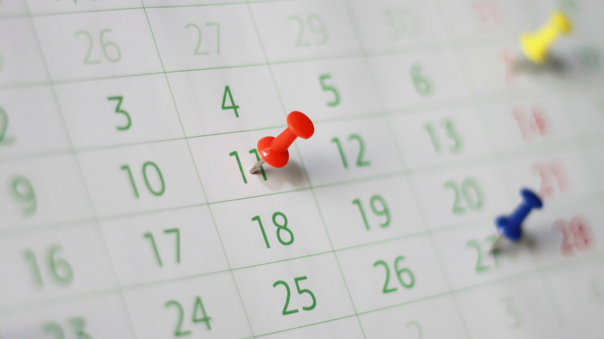 根管治療にかかる通院回数を示すカレンダー