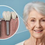 インプラントを受けた笑顔の高齢女性