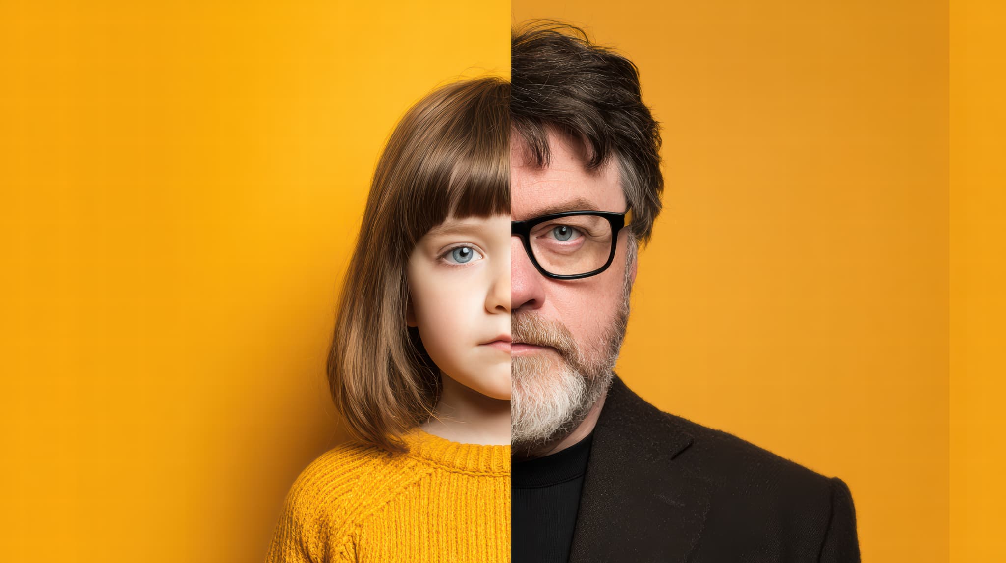 インプラントの対象年齢を示す子どもと大人の顔画像