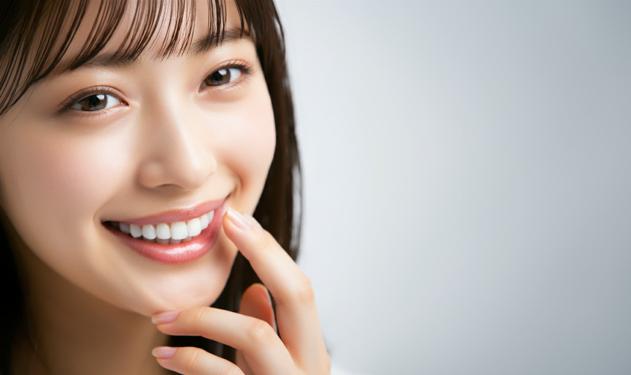 後戻りを防いで矯正が完了した若い女性